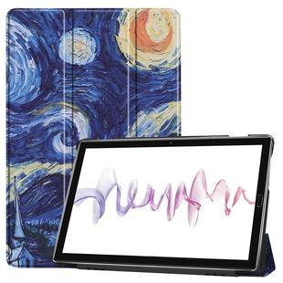 Custer Texture Colored Drawing Horizontal Flip PU Leather Case for Huawei MediaPad M6 10.8, with Three-folding Holder & Sleep / Wake-up Function(Starry Sky)