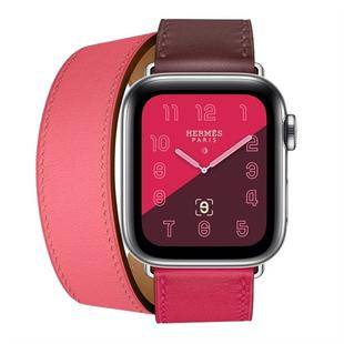 Two Color Double Loop Leather Wrist Strap Watch Band for Apple Watch Series 3 & 2 & 1 38mm, Color:Wine Red+Deep Rose Red+Light Rose Red