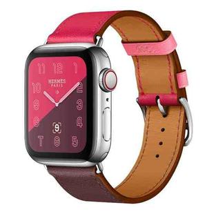Two Color Single Loop Leather Wrist Strap Watch Band for Apple Watch Series 3 & 2 & 1 38mm, Color:Wine Red+Deep Rose Red+Light Rose Red