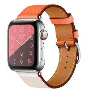 Two Color Single Loop Leather Wrist Strap Watch Band for Apple Watch Series 3 & 2 & 1 42mm, Color:Rice White+Orange