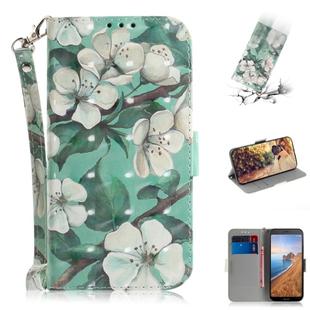 3D Painting  Pattern Coloured Drawing Horizontal Flip Leather Case for Xiaomi Redmi 7A, with Holder & Card Slots & Wallet(Watercolor Flower)