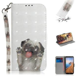 3D Painting  Pattern Coloured Drawing Horizontal Flip Leather Case for Xiaomi Redmi 7A, with Holder & Card Slots & Wallet(Pug)