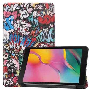 Cowhide Texture Pattern Colored Drawing Horizontal Flip Leather Case for Galaxy Tab A 8.0 2019, with Holder(Graffiti)