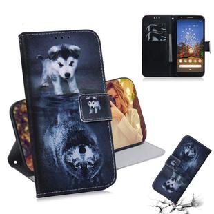 Painting Pattern Coloured Drawing Horizontal Flip Leather Case with Holder & Card Slots & Wallet for Google Pixel 3a(Wolf And Dog)