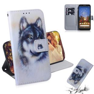 Painting Pattern Coloured Drawing Horizontal Flip Leather Case with Holder & Card Slots & Wallet for Google Pixel 3a XL(White Wolf)
