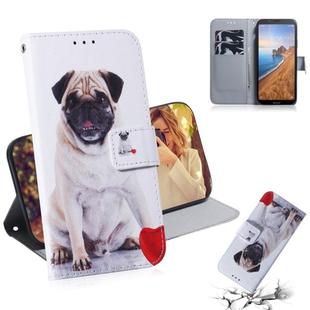 Painting Pattern Coloured Drawing Horizontal Flip Leather Case with Holder & Card Slots & Wallet for Xiaomi Redmi 7A(Pug)