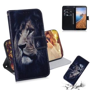 Painting Pattern Coloured Drawing Horizontal Flip Leather Case with Holder & Card Slots & Wallet for Xiaomi Redmi 7A(Lion)