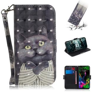 3D Painting Pattern Coloured Drawing Horizontal Flip Leather Case with Holder & Card Slots & Wallet For LG G8 ThinQ(Hug Cat)