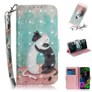 3D Painting Pattern Coloured Drawing Horizontal Flip Leather Case with Holder & Card Slots & Wallet For LG G8 ThinQ(Black White Cat)