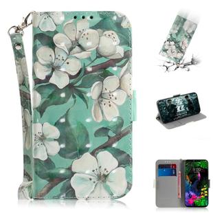 3D Painting Pattern Coloured Drawing Horizontal Flip Leather Case with Holder & Card Slots & Wallet For LG G8 ThinQ(Watercolor Flower)