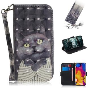 3D Painting Pattern Coloured Drawing Horizontal Flip Leather Case with Holder & Card Slots & Wallet For LG V40 ThinQ(Hug Cat)
