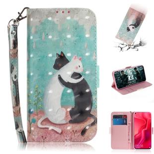 3D Painting Pattern Coloured Drawing Horizontal Flip Leather Case with Holder & Card Slots & Wallet For Huawei nova 4(Black White Cat)