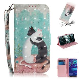 3D Painting Pattern Coloured Drawing Horizontal Flip Leather Case with Holder & Card Slots & Wallet For Huawei Y7 Prime (2019) with Fingerprint / Y7 Pro (2019) / Enjoy 9(Black White Cat)