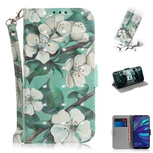 3D Painting Pattern Coloured Drawing Horizontal Flip Leather Case with Holder & Card Slots & Wallet For Huawei Y7 Prime (2019) with Fingerprint / Y7 Pro (2019) / Enjoy 9(Watercolor Flower)