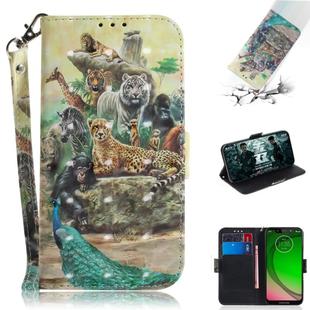 3D Painting Pattern Coloured Drawing Horizontal Flip Leather Case with Holder & Card Slots & Wallet For Motorola Moto G7 Play(Zoo)