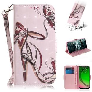 3D Painting Pattern Coloured Drawing Horizontal Flip Leather Case with Holder & Card Slots & Wallet For Motorola Moto G7 Play(Butterfly High Heels)