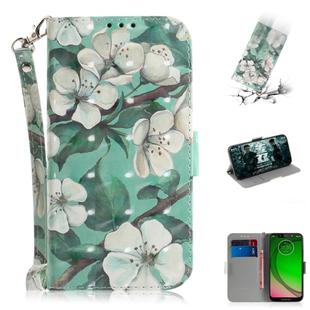 3D Painting Pattern Coloured Drawing Horizontal Flip Leather Case with Holder & Card Slots & Wallet For Motorola Moto G7 Play(Watercolor Flower)