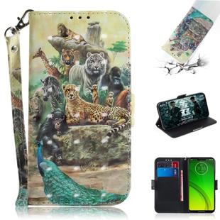 3D Painting Pattern Coloured Drawing Horizontal Flip Leather Case with Holder & Card Slots & Wallet For Motorola Moto G7 Power(Zoo)