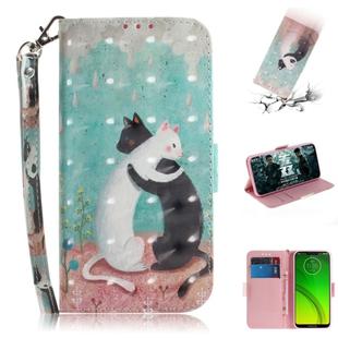 3D Painting Pattern Coloured Drawing Horizontal Flip Leather Case with Holder & Card Slots & Wallet For Motorola Moto G7 Power(Black White Cat)
