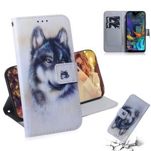 Painting Pattern Coloured Drawing Horizontal Flip Leather Case with Holder & Card Slots & Wallet for LG K50(White Wolf)