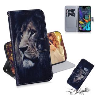 Painting Pattern Coloured Drawing Horizontal Flip Leather Case with Holder & Card Slots & Wallet for LG K50(Lion)