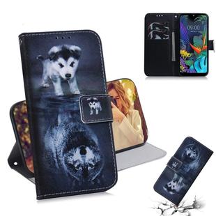 Painting Pattern Coloured Drawing Horizontal Flip Leather Case with Holder & Card Slots & Wallet for LG K50(Wolf And Dog)