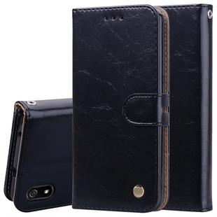 Business Style Oil Wax Texture Horizontal Flip Leather Case for Xiaomi Redmi 7A, with Holder & Card Slots & Wallet(Black)