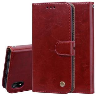 Business Style Oil Wax Texture Horizontal Flip Leather Case for Xiaomi Redmi 7A, with Holder & Card Slots & Wallet(Red)