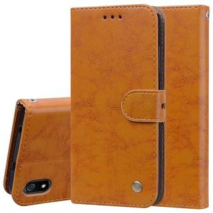 Business Style Oil Wax Texture Horizontal Flip Leather Case for Xiaomi Redmi 7A, with Holder & Card Slots & Wallet(Brown)