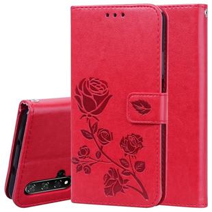 Rose Embossed Horizontal Flip PU Leather Case with Holder & Card Slots & Wallet for Huawei Honor 20(Red)