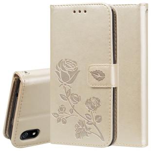 Rose Embossed Horizontal Flip PU Leather Case with Holder & Card Slots & Wallet for Xiaomi Redmi 7A(Gold)
