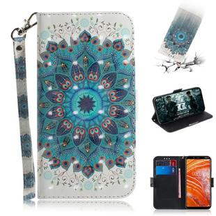 3D Painting Pattern Coloured Drawing Horizontal Flip Leather Case with Holder & Card Slots & Wallet For Nokia 3.1 Plus(Paecock)