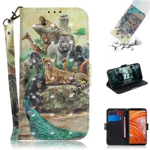 3D Painting Pattern Coloured Drawing Horizontal Flip Leather Case with Holder & Card Slots & Wallet For Nokia 3.1 Plus(Zoo)