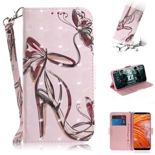 3D Painting Pattern Coloured Drawing Horizontal Flip Leather Case with Holder & Card Slots & Wallet For Nokia 3.1 Plus(Butterfly High Heels)