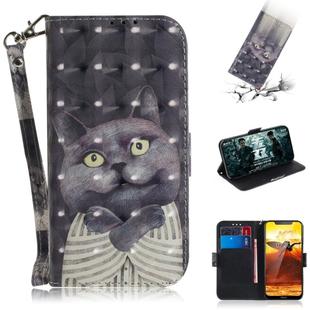 3D Painting Pattern Coloured Drawing Horizontal Flip Leather Case with Holder & Card Slots & Wallet For Nokia 8.1 / X7(Hug Cat)