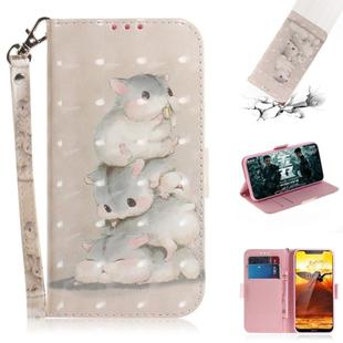 3D Painting Pattern Coloured Drawing Horizontal Flip Leather Case with Holder & Card Slots & Wallet For Nokia 8.1 / X7(Three Squirrels)