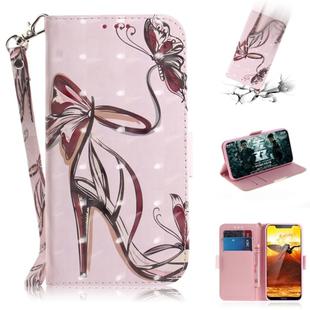 3D Painting Pattern Coloured Drawing Horizontal Flip Leather Case with Holder & Card Slots & Wallet For Nokia 8.1 / X7(Butterfly High Heels)