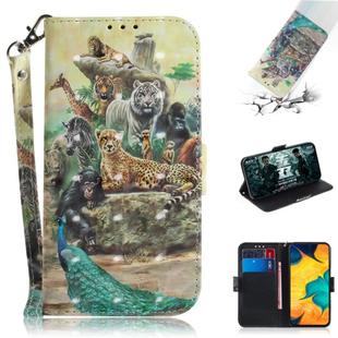 3D Painting Pattern Coloured Drawing Horizontal Flip Leather Case with Holder & Card Slots & Wallet For Galaxy A30(Zoo)