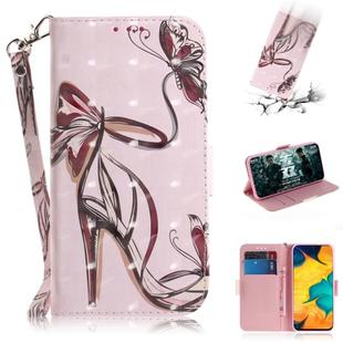 3D Painting Pattern Coloured Drawing Horizontal Flip Leather Case with Holder & Card Slots & Wallet For Galaxy A30(Butterfly High Heels)