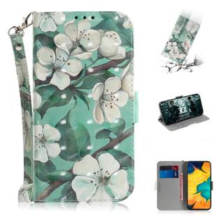 3D Painting Pattern Coloured Drawing Horizontal Flip Leather Case with Holder & Card Slots & Wallet For Galaxy A30(Watercolor Flower)