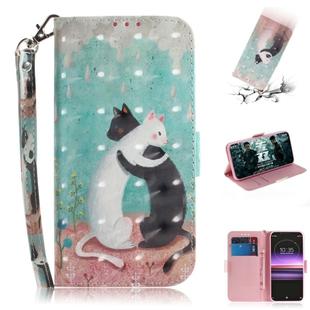 3D Painting Pattern Coloured Drawing Horizontal Flip Leather Case with Holder & Card Slots & Wallet For Sony Xperia 1 / Xperia XZ4(Black White Cat)