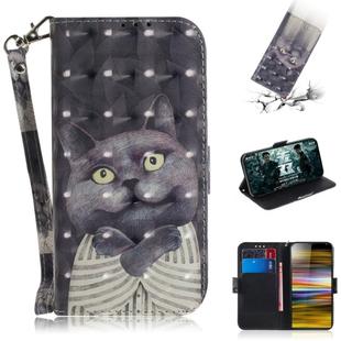 3D Painting Pattern Coloured Drawing Horizontal Flip Leather Case with Holder & Card Slots & Wallet For Sony Xperia 10 Plus(Hug Cat)