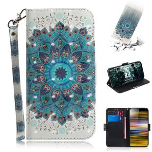 3D Painting Pattern Coloured Drawing Horizontal Flip Leather Case with Holder & Card Slots & Wallet For Sony Xperia 10 Plus(Paecock)