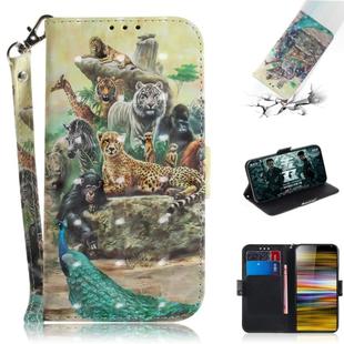 3D Painting Pattern Coloured Drawing Horizontal Flip Leather Case with Holder & Card Slots & Wallet For Sony Xperia 10 Plus(Zoo)