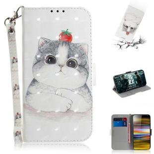 3D Painting Pattern Coloured Drawing Horizontal Flip Leather Case with Holder & Card Slots & Wallet For Sony Xperia 10 Plus(Cute Cat)