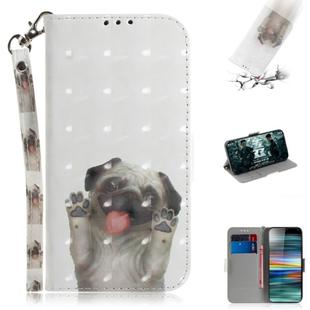 3D Painting Pattern Coloured Drawing Horizontal Flip Leather Case with Holder & Card Slots & Wallet For Sony Xperia 10(Pug)