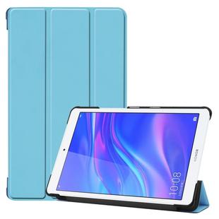 Custer Texture Colored Drawing Horizontal Flip PU Leather Case for Huawei MediaPad M5 Lite 8.0, with Three-folding Holder(Sky Blue)