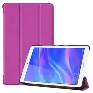 Custer Texture Colored Drawing Horizontal Flip PU Leather Case for Huawei MediaPad M5 Lite 8.0, with Three-folding Holder(Purple)