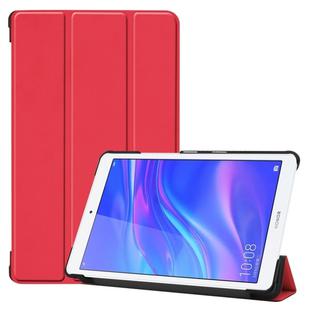 Custer Texture Colored Drawing Horizontal Flip PU Leather Case for Huawei MediaPad M5 Lite 8.0, with Three-folding Holder(Red)