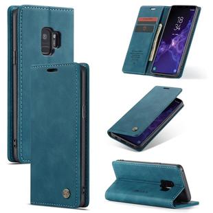 CaseMe-013 Multifunctional Retro Frosted Horizontal Flip Leather Case with Card Slot & Holder & Wallet for Galaxy S9(Blue)